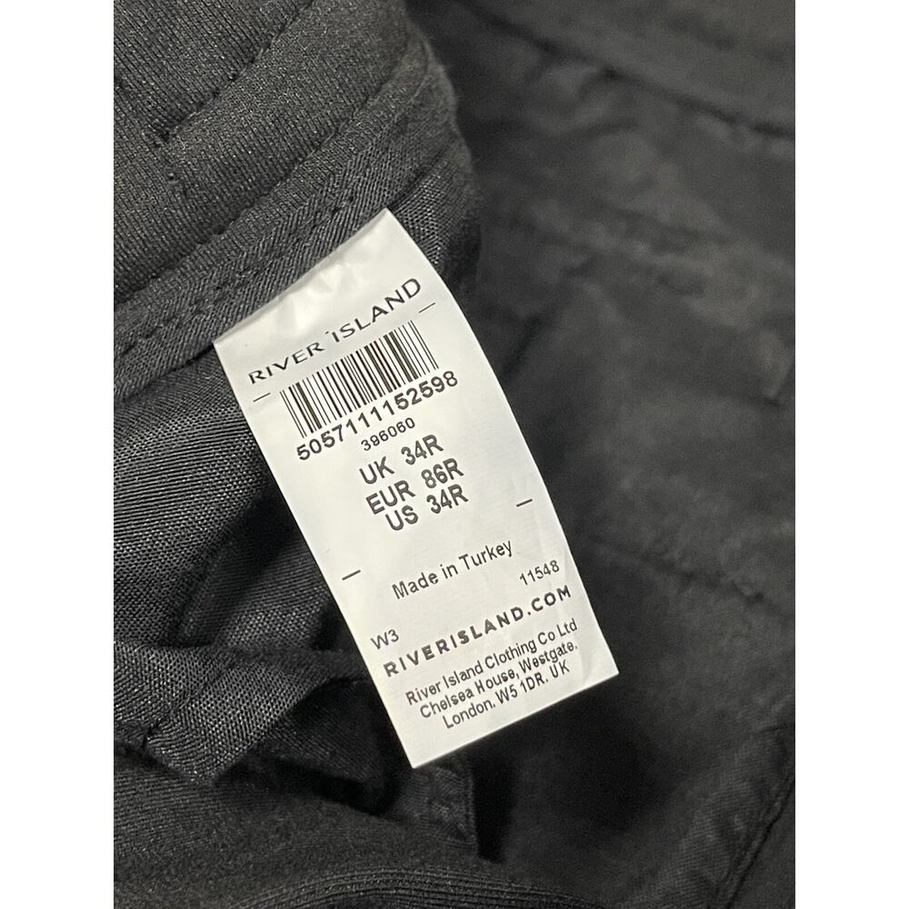 River Island Sweatpants Men 34x29 Black Super Skinny Side Trim Zip N202 - Picture 7 of 8